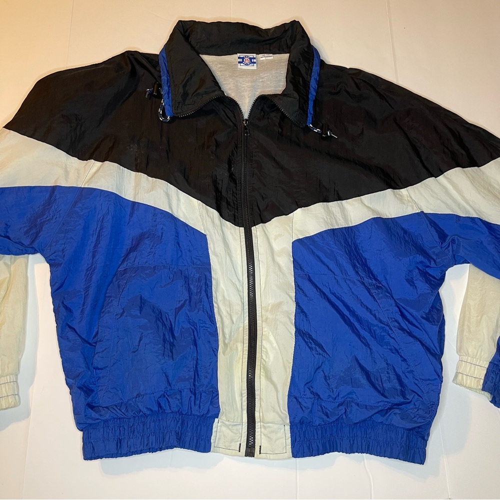 Vintage Pro Spirit Colorblock Windbreaker Jacket Blue Black White XXL